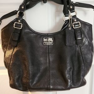 COACH BLACK LEATHER MADISON MAGGIE SHOULDER BAG HOBO